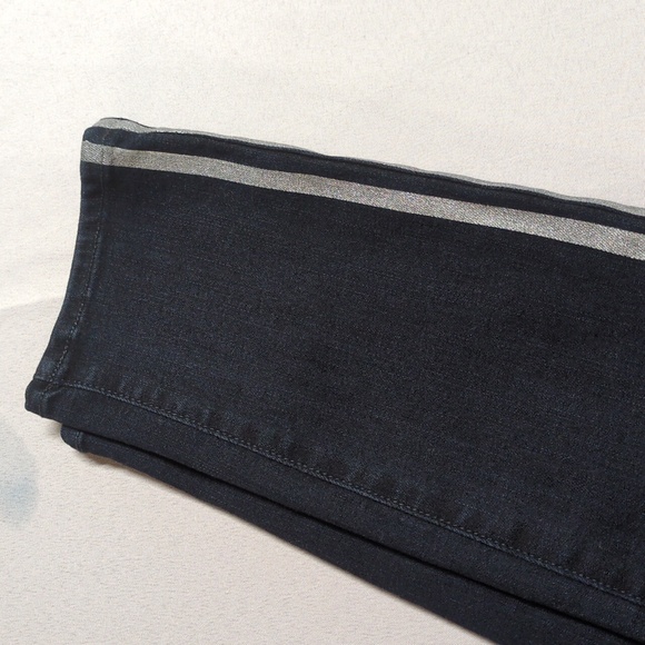 PAIGE Hoxton High Waist Ankle Peg Skinny Jeans Blue Silver Metallic, Size 26 - Picture 5 of 10